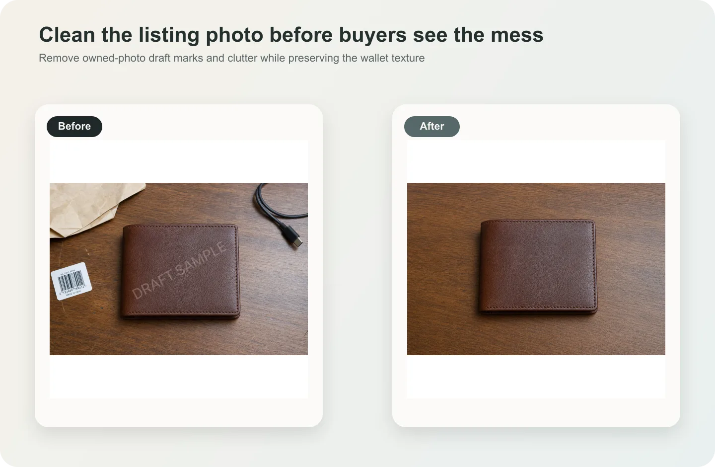 How to Remove Draft Marks and Clutter from Owned Product Photos with AI
